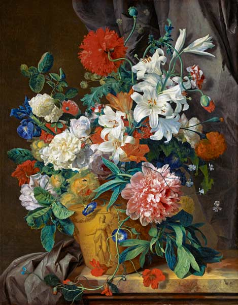 Stilleven met bloemen, 'Leliën des velts' van Jan van Huysum