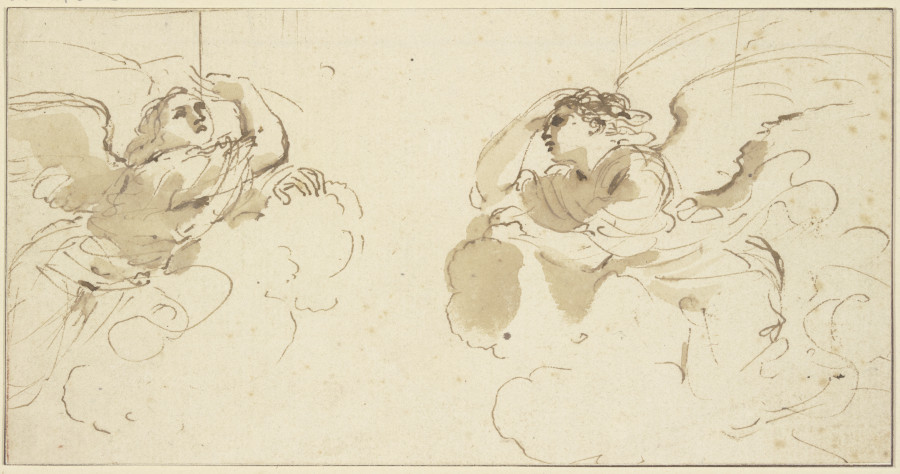 Two angels in clouds van Guercino (Giovanni Francesco Barbieri)