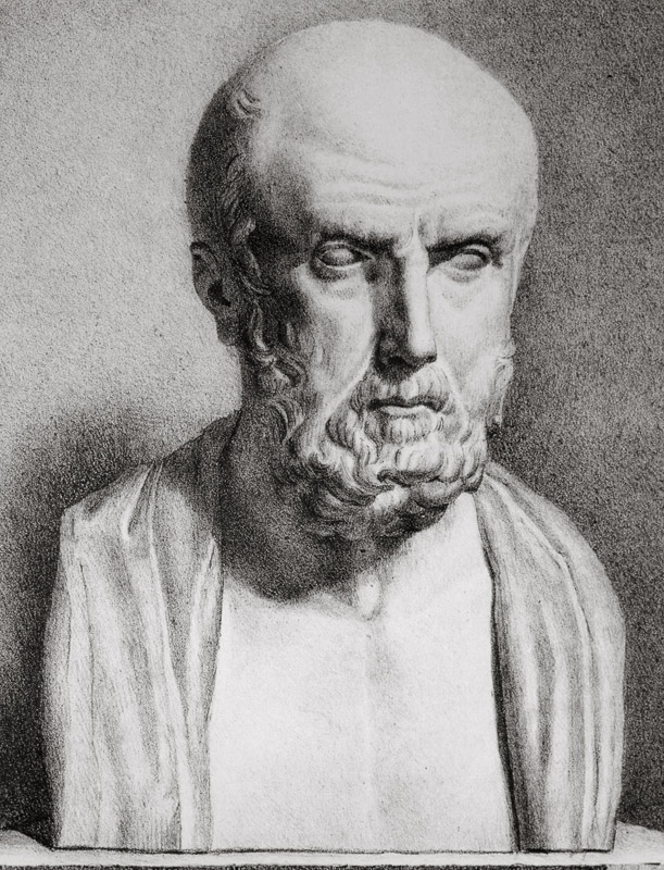 Portrait of Hippocrates (c.460-c.377 BC), 1st half 19th century (litho) (b/w photo) (detail of 16352 van Langlumé