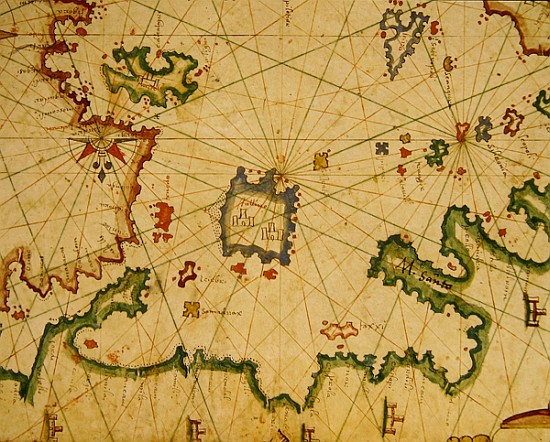 The Island of Lemnos, from a nautical atlas, 1651(detail from 330925) van Pietro Giovanni Prunes