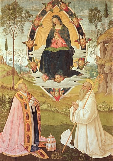 Virgin in Glory with St. Gregory and St. Benedict van Pinturicchio (Bernardino di Biagio)