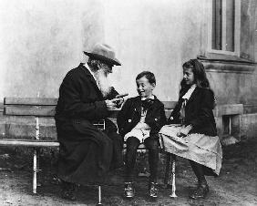 Portrait of Lev Nikolaevich Tolstoy (1828-1910) with his Grandchildren (see also 230155)