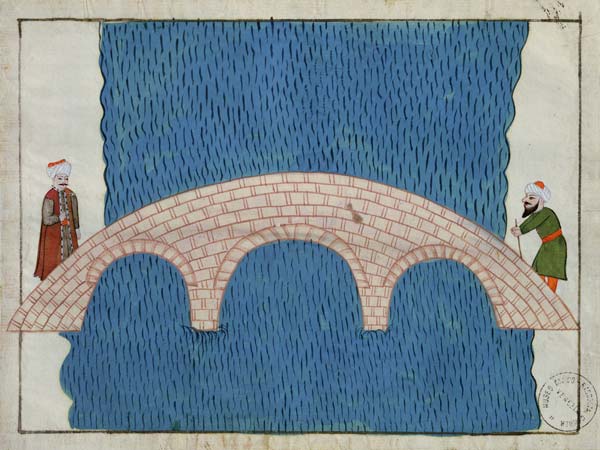 Ms. cicogna 1971, miniature from the ''Memorie Turchesche'' depicting the Galata Bridge van Venetian School