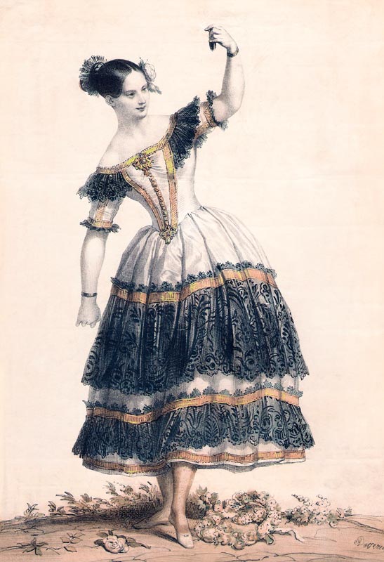 Fanny Elssler as Florinda in the dance La Cachucha (ballet Le Diable boiteux) van Achille Deveria