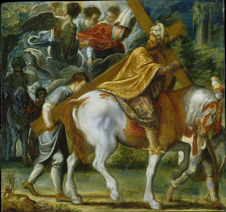 The Frankfurt Altarpiece of the Exaltation of the True Cross:
Heraclius on Horseback with the Cross  van Adam Elsheimer