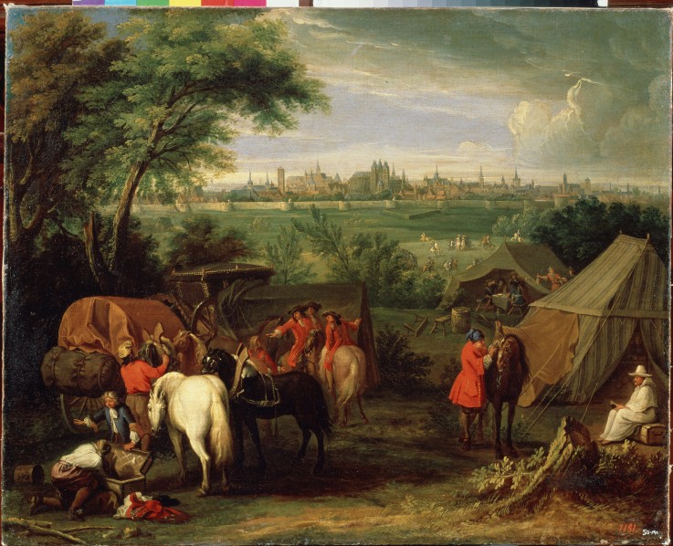 Siege of a town van Adam Frans van der Meulen
