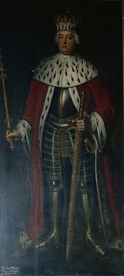 Frederick William I, King of Prussia in his Regalia, van Adolph Friedrich Erdmann von Menzel