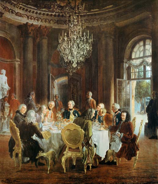 De Ronde Tafel van Koning Frederik II in Sanssouci van Adolph Friedrich Erdmann von Menzel