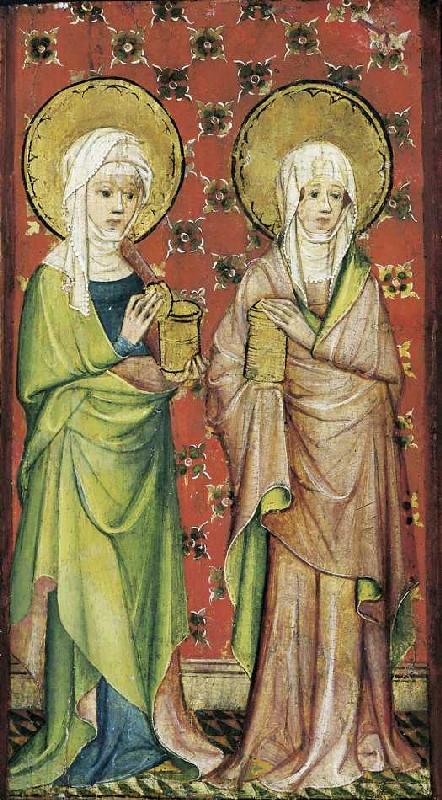 Der Engel empfängt die drei Marien am Grabe (rechter Flügel). van Älterer Meister der Aachener Schranktüren