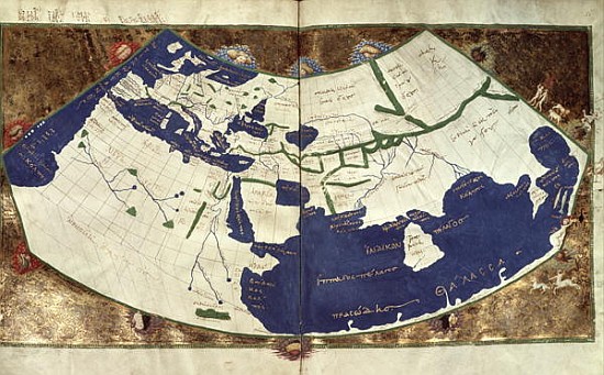 Map of the known world, from ''Geographia'' van (after) Ptolemy