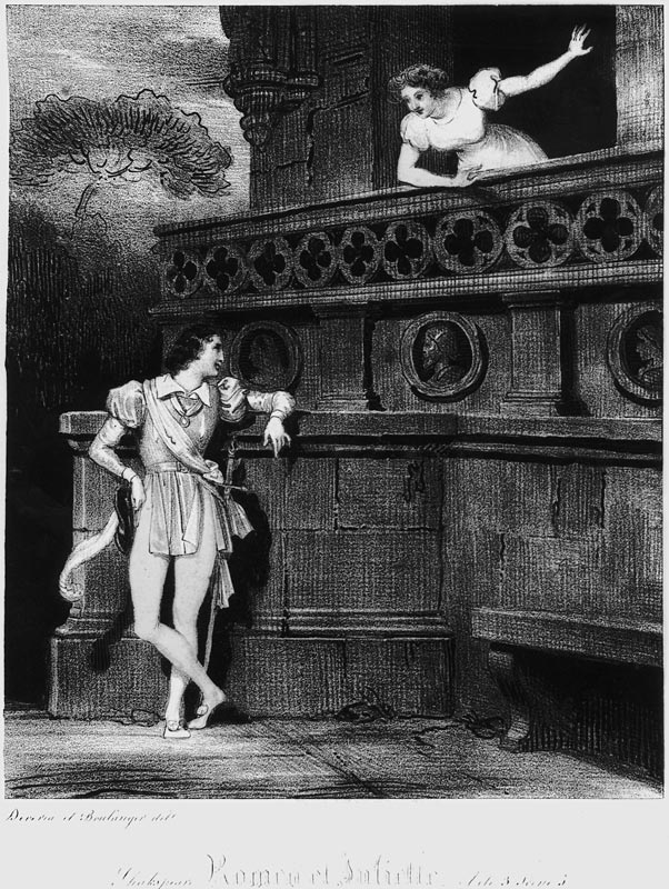 Scene from Act III of ''Romeo and Juliet'' by William Shakespeare (1564-1616) van (after) Achille Deveria