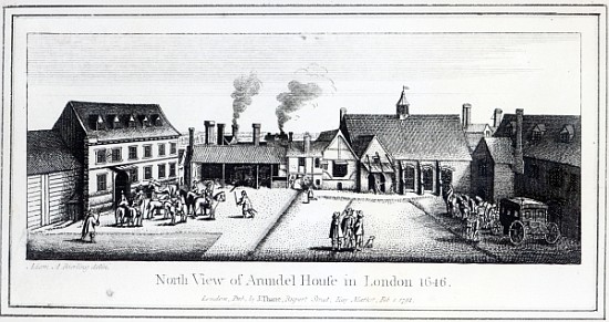 North View of Arundel House in London etched by Wenceslaus Hollar in 1646 and published in 1792 van (after) Adam Alexius Bierling