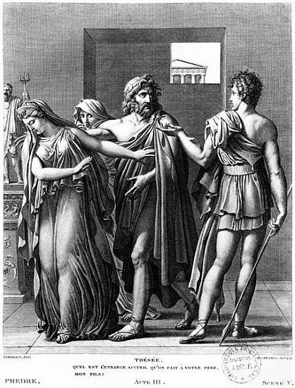 Phaedra, Theseus and Hippolytus, illustration from Act III Scene 5 of ''Phedre'' Jean Racine (1639-9 van (after) Anne Louis Girodet de Roucy-Trioson