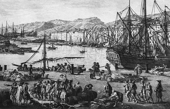 Old Port of Toulon, seen from the quartermaster''s stores, series of ''Les Ports de France''; engrav van (after) Claude Joseph Vernet
