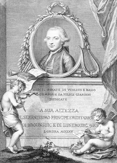 Sheet Music Cover with a portrait of Felice Giardini; engraved by Francesco Bartolozzi van (after) Giovanni Battista Cipriani