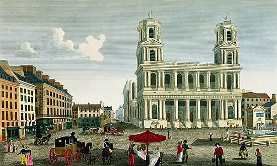 View of the Church of Saint-Sulpice; engraved by Anne Rosalie Filleul (nee Bouquet) (1752-94) van (after) Henri Courvoisier-Voisin