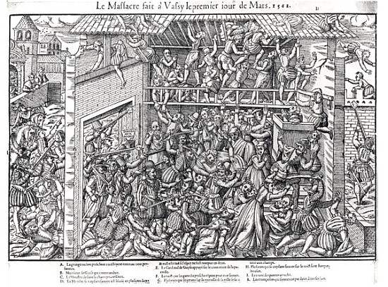 The Massacre of the Protestant Population the Troops of the Duc de Guise at Wassy-sur-Blaise, 1st Ma van (after) Jean Jacques Perrissin