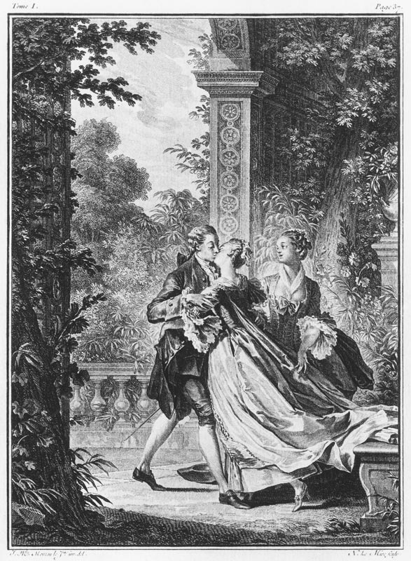 The first kiss of love, volume I, page 37, illustration from ''La Nouvelle Heloise'' Jean-Jacques Ro van (after) Jean Michel the Younger Moreau