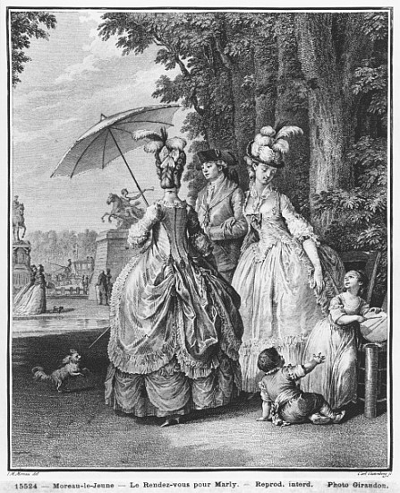 The rendezvous for Marly; engraved by Carl Guttenberg (1743-90) c.1777 van (after) Jean Michel the Younger Moreau