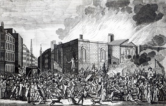 An exact representation of the Burning, Plundering and Destruction of Newgate the Rioters on the mem van (after) Jefferyes Hamett O'Neale