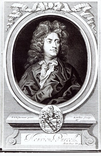 Portrait of Henry Purcell (1659-95), English composer; engraved by R. White van (after) Johann Closterman