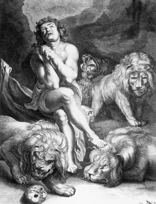 Daniel in the Lions'' Den; engraved by Abraham Blooteling (1640-90) van (after) Peter Paul Rubens