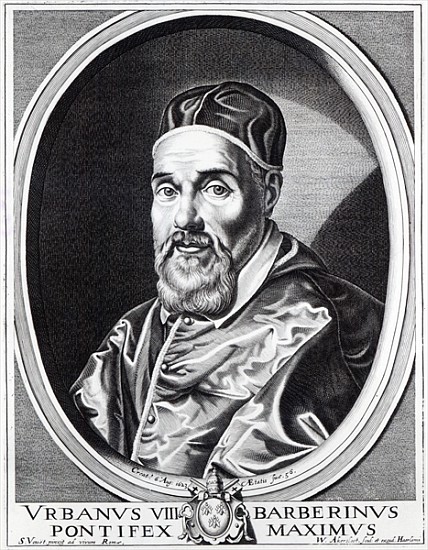Pope Urban VIII; engraved by Willem Outgertsz Akersloot van (after) Simon Vouet