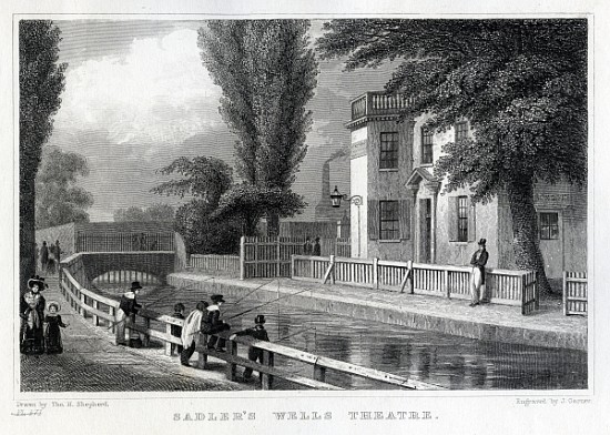 Sadler''s Wells Theatre; engraved by J. Garner van (after) Thomas Hosmer Shepherd