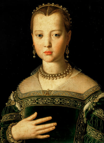 Portrait of Marie de' Medici (1573-1642) as a child van Agnolo Bronzino