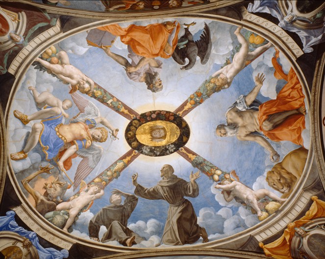 Ceiling painting of the Chapel of Eleonor of Toledo in the Palazzo Vecchio van Agnolo Bronzino