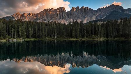 Sunset at Lake Carezza