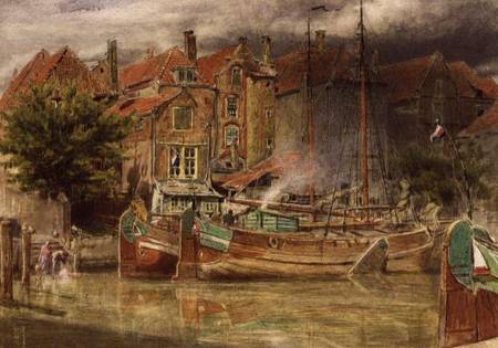 View on the Canal, Dort van Albert Goodwin