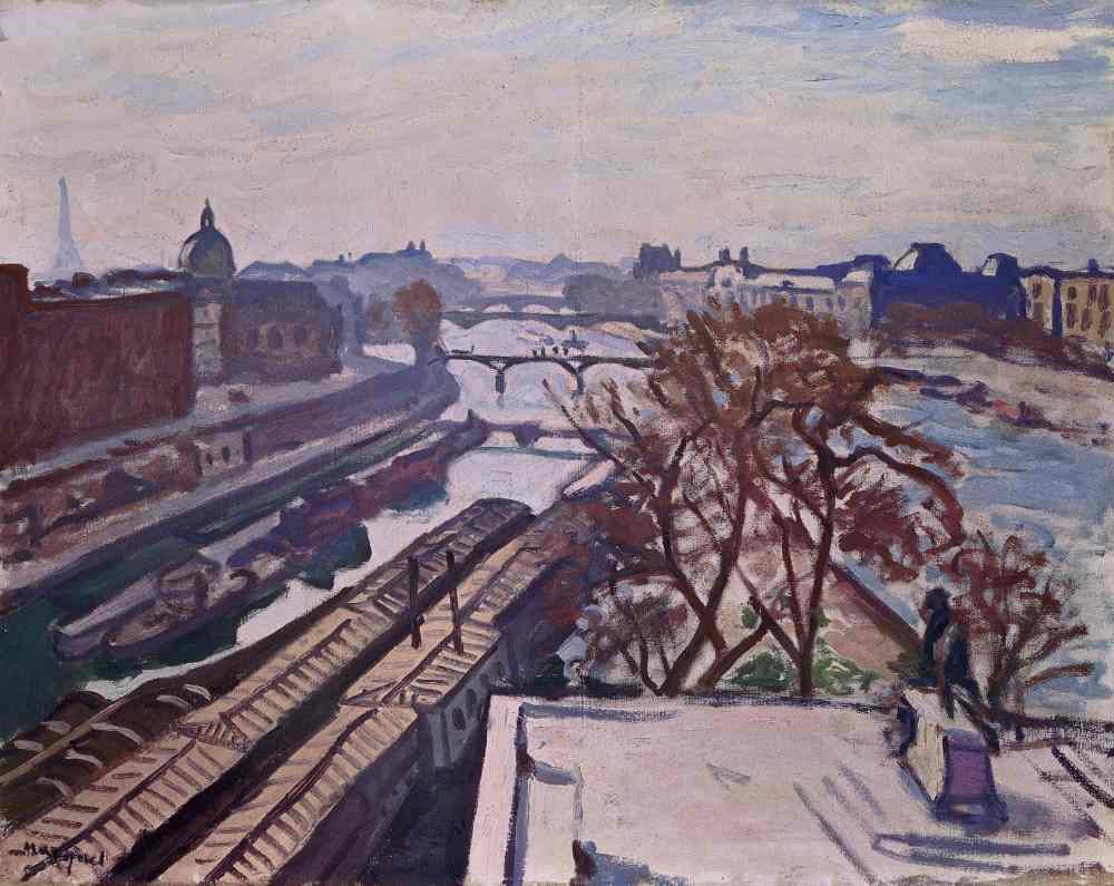 View of the Seine with the Henri IV monument van Albert Marquet