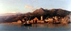 View of Taormina, Sicily, with Mount Etna in the background