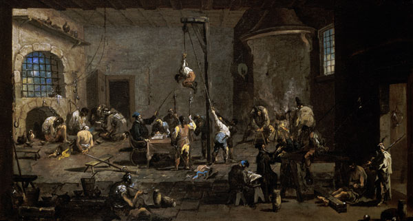 Gerichtsszene (Inquisition) van Alessandro Magnasco