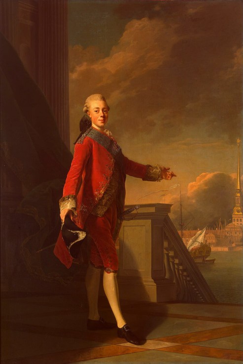 Portrait of Grand Duke Pavel Petrovich (1754-1801) van Alexander Roslin