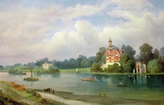 A View of Pope''s House and Radnor House at Twickenham van Alexandre le Bihan
