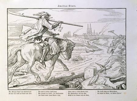 Death Rides to Town, plate 2 from 'Another Dance of Death' published by Georg Wigand in Leipzig van Alfred Rethel