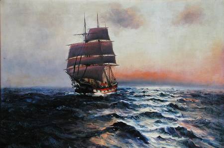 Sailing Ship at Sea van Alfred Serenius Jensen