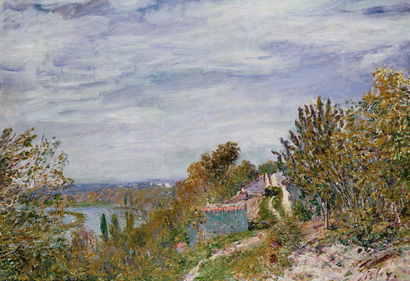 Path in the Gardens of By, May Morning van Alfred Sisley