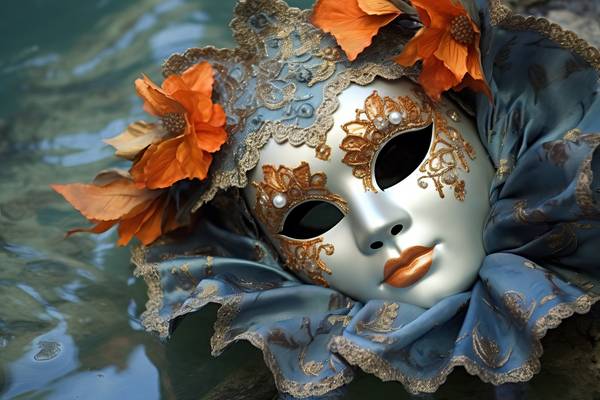 Venetiaans masker Als reproductie kunstdruk of als handgeschilderd  olieverfschilderij