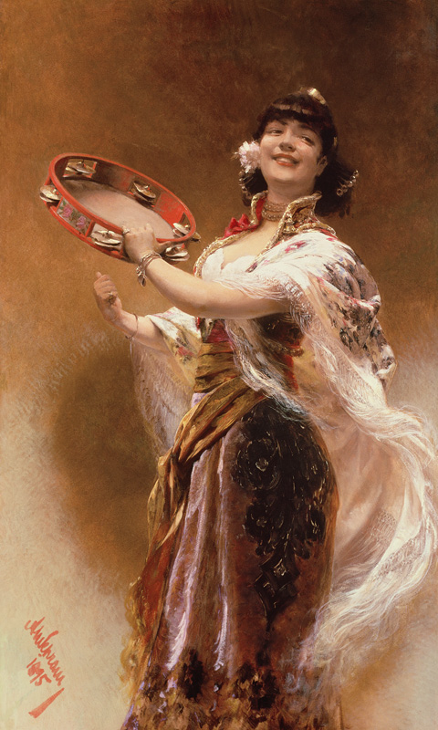 Gypsy Girl with a Tambourine van Alois Hans Schram