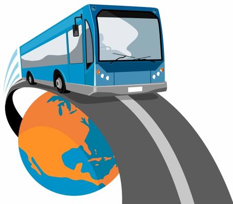 Bus traveling off the globe van Aloysius Patrimonio