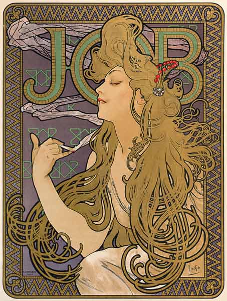 Poster voor het sigaretten merk JOB van Alphonse Mucha