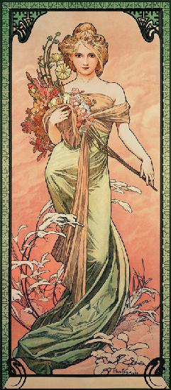 Het voorjaar (uit jaargetijden)  - Alphonse Mucha 1900
