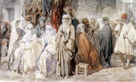 Figures in the Bazaar, Constantinople van Amadeo Preziosi