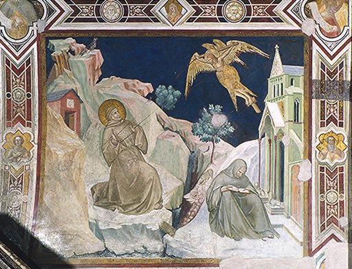 Die Stigmatisation des hl. Franziskus von Assisi auf dem Berg La Verna van Ambrogio Lorenzetti
