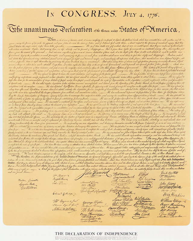 Declaration of Independence of the 13 United States of America of 1776 van American School