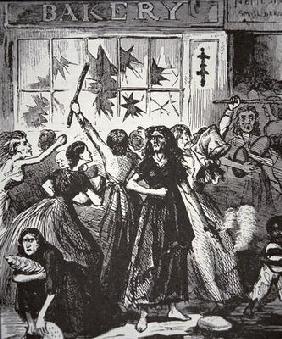 The Bread Riot in Richmond, Virginia, 1863 (litho)