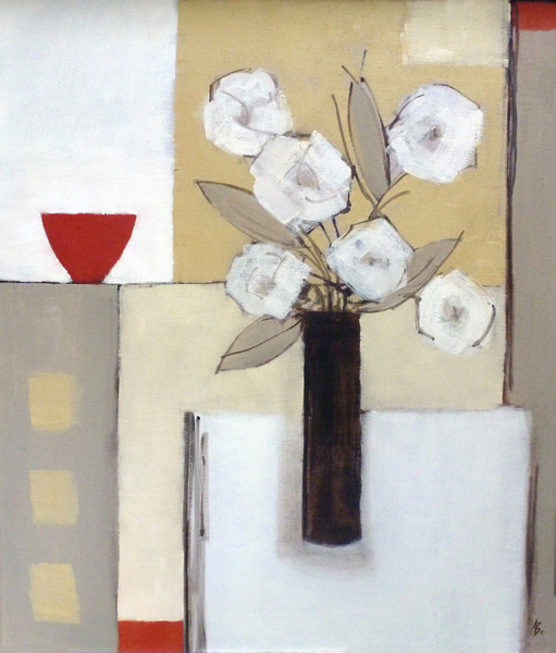 Red Bowl, White Flowers van Ana  Bianchi
